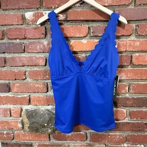 La Blanca women's tankini top blue size 12‎ resortwear beach bathingsuit NWT